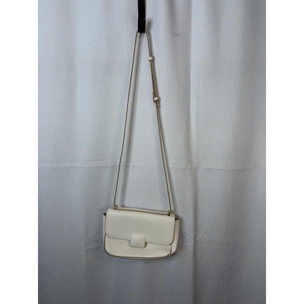 A New Day Ivory Quilted Flap Crossbody Bag Shoulder Purse Gold Hardware